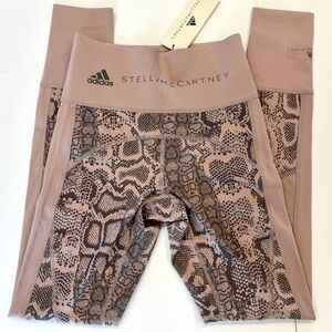 NWT Stella McCartney Adidas Train BT Athletic Leggings in Mauve Tan Snake Brown